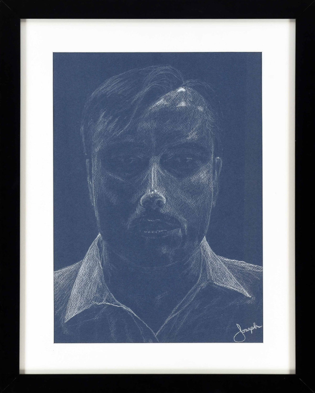 "Self Portrait" • Carthage College, Kenosha • 1994 • White charcoal on toned paper